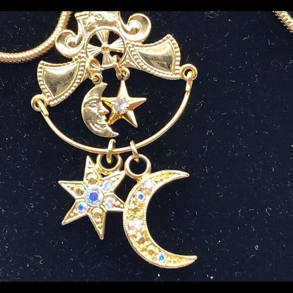 Kirks & Folly Necklace with Moon & star charm holder, with Moon and Star charm - Picture 2 of 4